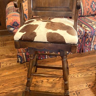 Vintage Swivel Barstool - Palomino Seat, Solid Wood and Heavy (2nd)