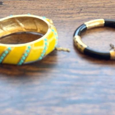 Bangles and Bracelets- Eclectic, Gold Tone, Blue Stone 