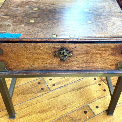 Travelling Writing Desk With Compartments, Metal Legs, Brass Trim - Vintage, Unique 