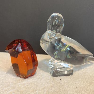 Baccarat La Tour D’Argent and Saint Louis Bird Crystal Figurines, Made In France