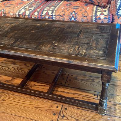 Wood Coffee Table, Parquet Style Top