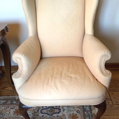 Wingback Antique Chair- Custom Contemporary Linen Upholstery (2nd)