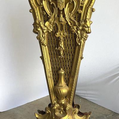 Antique “Peacock" Brass Folding Fireplace Screen