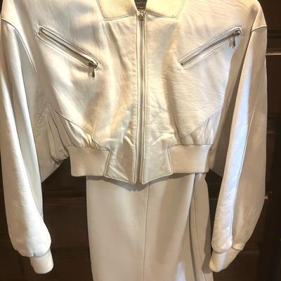 North Beach White Leather Suit, Size Small - Vintage