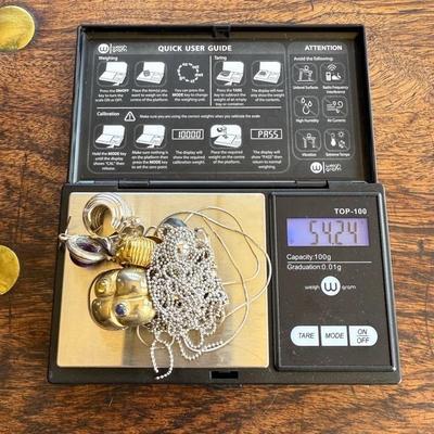 Scrap Lot of Silver and Gold 54.24g - Not Well Stamped Jewelry