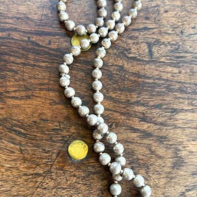 Silver 950 Beaded Necklace 30”, Made in Italy
