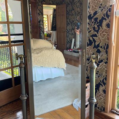 Antique Brass Dressing Mirror - Very Heavy and Located Upstairs