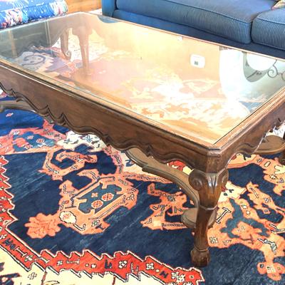 Antique Handcarved Coffee Table, Glasstop - Late 1800s to Early 1900s 