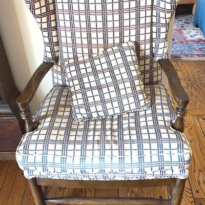 Antique Custom-Upholstered Wingback Chair