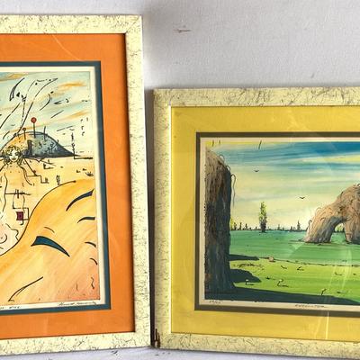 Kenneth Stancin Modern Surrealist Serigraphs 1974 - Pair 