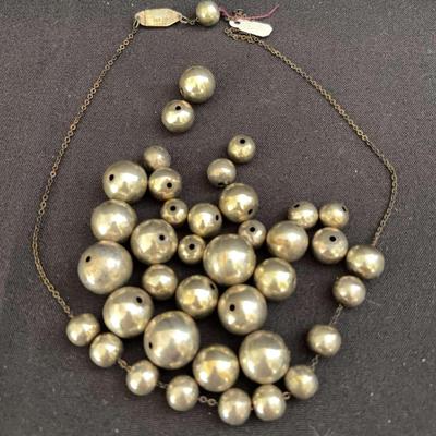 Vintage 925 Sterling Silver Bead Necklace | Graduated Design| Total Weight 3.46oz