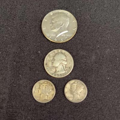 1964 Kennedy Half, 1951 Washington Quarter, 1940 & 1943 Mercury Dimes | 90% Silver Coins