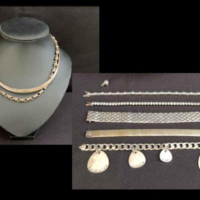 Sterling Silver Jewelry Lot | Necklaces, Bracelets & Charm Bracelet | Total Weight 6.60oz