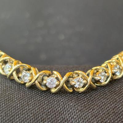 14K Gold X-Link Bracelet with 60 Round Diamonds | 0.60 ct Total | Total Weight 17.89g