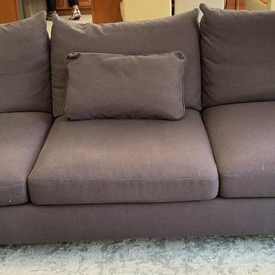 Interior Define 3-Seat Sofa #2– Modern Charcoal Gray Upholstery with Tapered Wood Legs