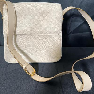 Salvatore Ferragamo Cream Textured Leather Crossbody Bag | Certificate of Authenticity