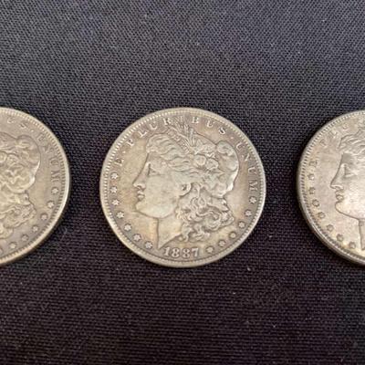 1896-o, 1887-o and 1890-p Morgan Silver Dollars | Classic Liberty & Eagle Design 