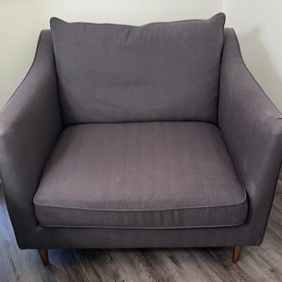 The Everygirl + Interior Define Armchair – Charcoal Gray Upholstery with Tapered Wood Legs