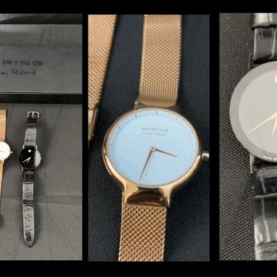 Bering Max René & Movado Museum Wristwatches with Box and Extra Strap