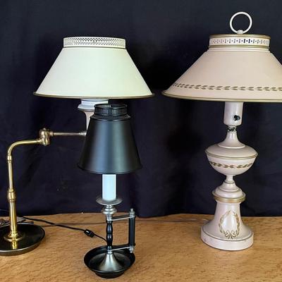 Vintage Metal Tole Table Lamp Trio 