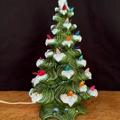 Vintage 70s Handmade Ceramic Light Up Christmas Tree 