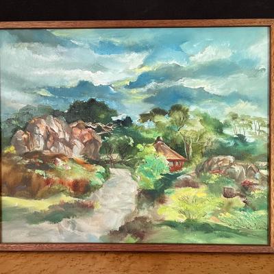 Vintage Mid Century Modernist Oil Painting 