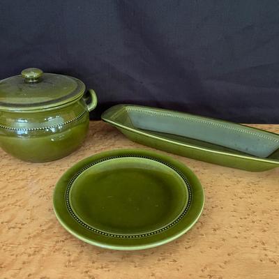 Vintage Swedish “Old Höganäs” Olive Green Stoneware 