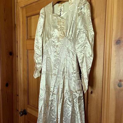Vintage 30s Liquid Satin Bias Cut Wedding Gown 