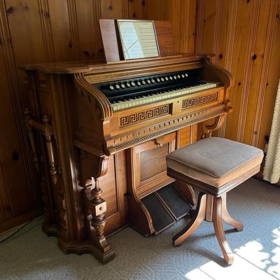 Antique Hand Carved Pump Organ 