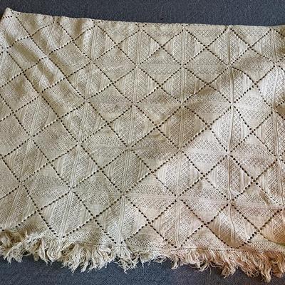 Antique Hand Crochet Queen Blanket 