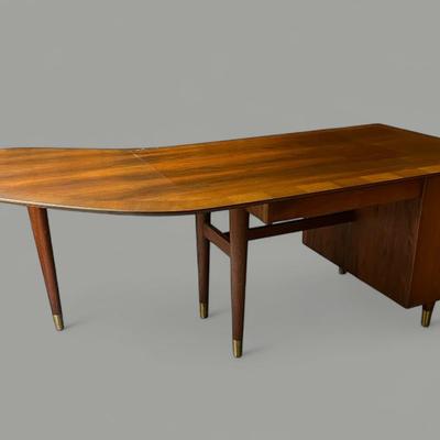 Vintage MCM “Standard” Walnut Boomerang Desk 