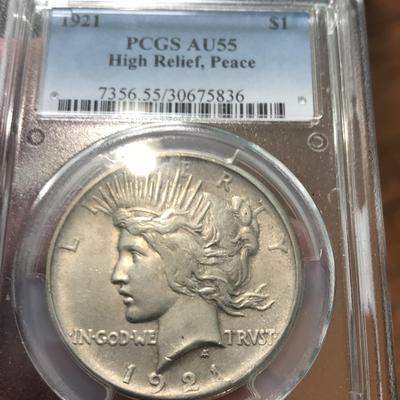 1921 Peace Dollar AU55