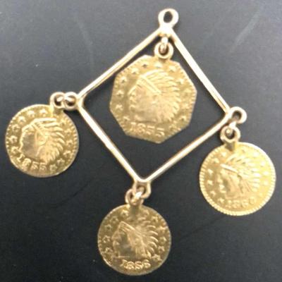 (4) Coin California Gold Coin Pendant 