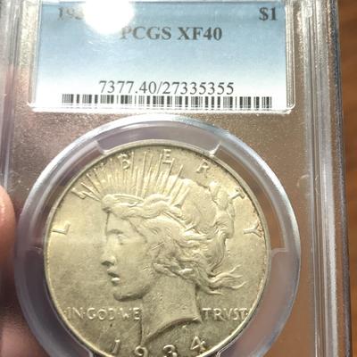 1934-S Peace Dollar X F40 PC65