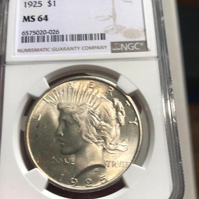 1925 Peace Dollar MS64 NGC