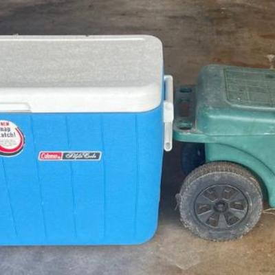 KAS070 Contico Garden Helper W/ Tools And Gloves + Vintage Coleman Polylite Cooler