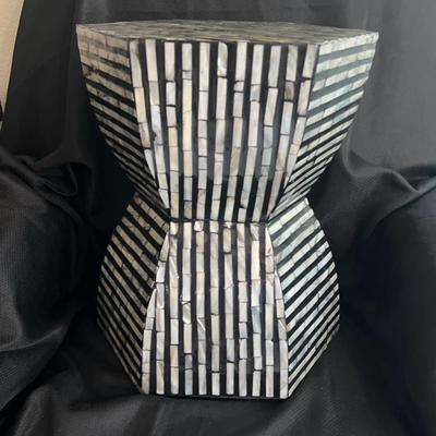 Side Table With Mother Of  pearl like With Black Stripes