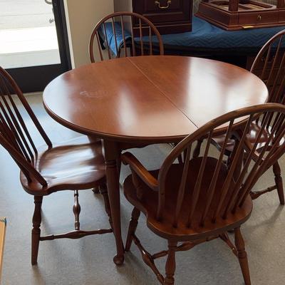Round Wooden Table W/ Spindleback Chairs
