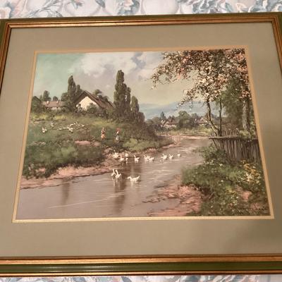 Framed Matted Cottage Scene