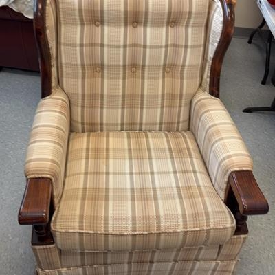 Rustic Upholstered Wooden ArmChair