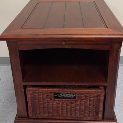 Wooden End Table W/ Extending Tray