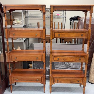 Pair of Matching Wooden Side Shelving Units