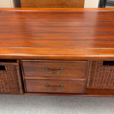 Rectangular Wooden Coffee Table W/ Basket Drawers