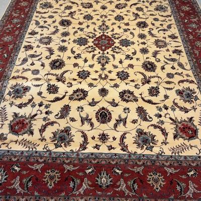 Large Handknotted Cream & Red Area Rug