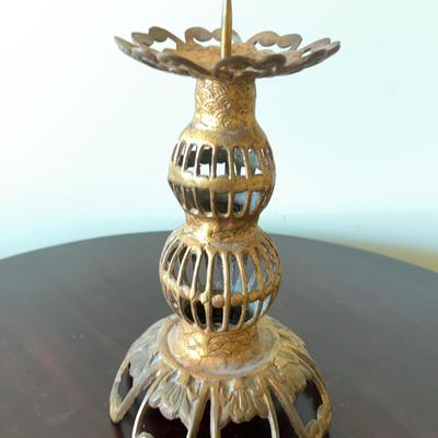 Vintage Ornate Brass Candle Holder