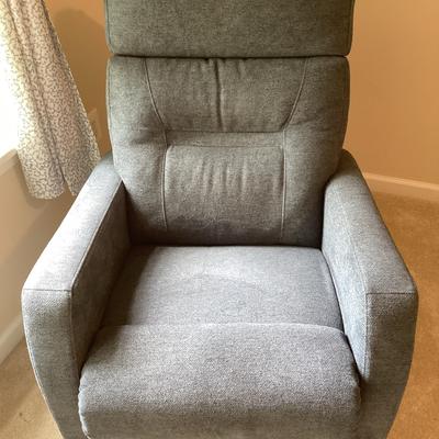 Blue Upholstered Rocker Recliner