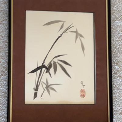 Japanese Sumi E Style Bamboo Painting