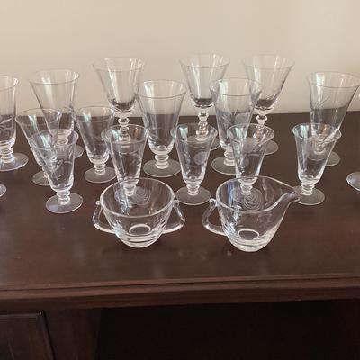 Vintage Fostoria Rose Stemware Cream And Sugar