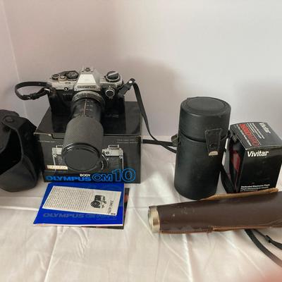 Olympus OM-10 35mm SLR Film Camera with Accessories