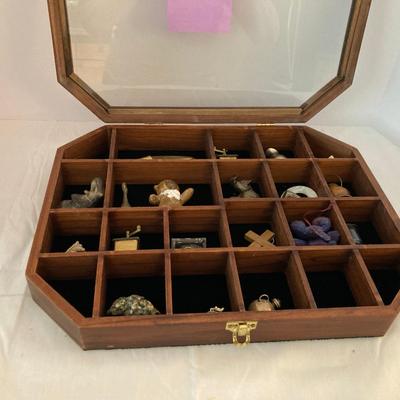 Shadow Box / Wooden Display Case with Assorted Miniatures
